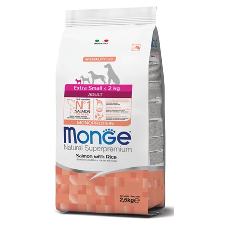 monge superpremium extra small adult salmone 2 5 kg per cane