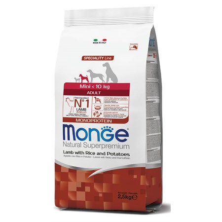 monge superpremium mini adult agnello 800 gr per cani