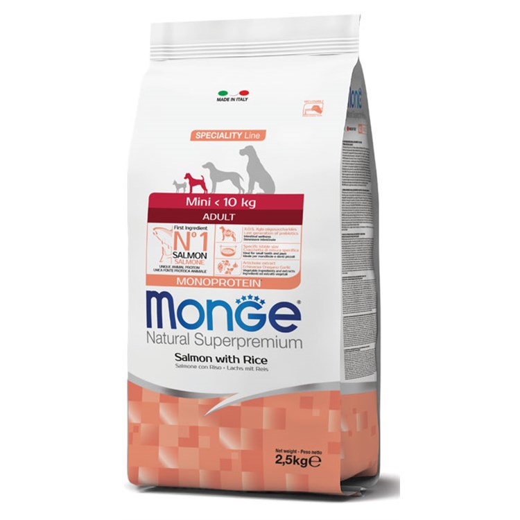 Monge Superpremium Mini Adult Salmone 7,5 kg Per Cani DANNEGGIATO