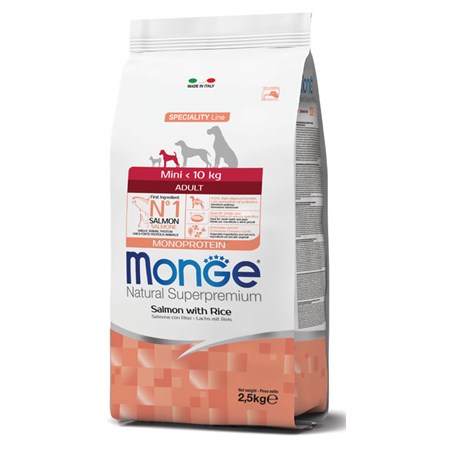 monge superpremium mini adult salmone 800 gr per cani