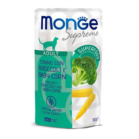 monge supreme adult tonno broccoli baby corn 80 gr bustina gatto