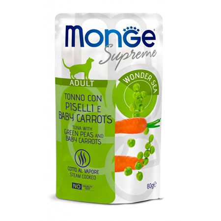 monge supreme adult tonno piselli baby carrots 80 gr bustina gatto