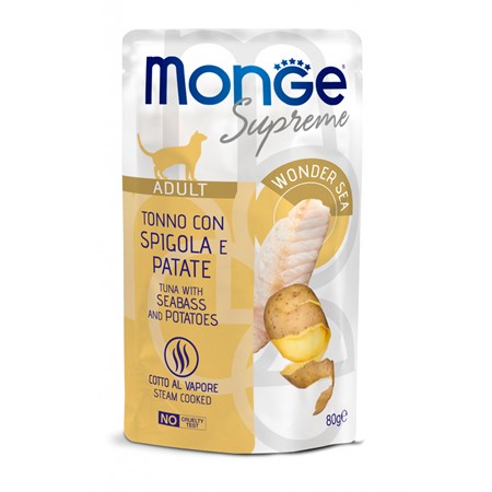monge supreme adult tonno spigola patate 80 gr bustina gatti