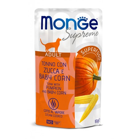 monge supreme adult tonno zucca baby corn 80 gr bustina gatti