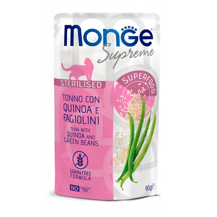 Monge Supreme Sterilised Tonno Quinoa Fagiolini 80 gr Bustina Gatti