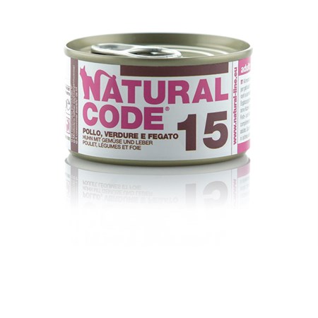 natural code 15 pollo verdure e fegato 85 gr per gatti