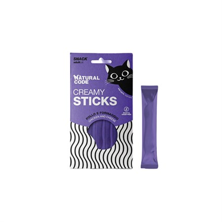 natural code creamy stick pollo e formaggio 4 x 14 gr snack per gatti