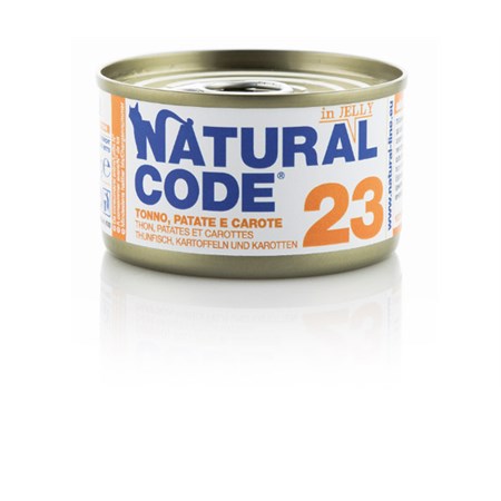 natural code jelly 23 tonno patate e carote 85 gr per gatti