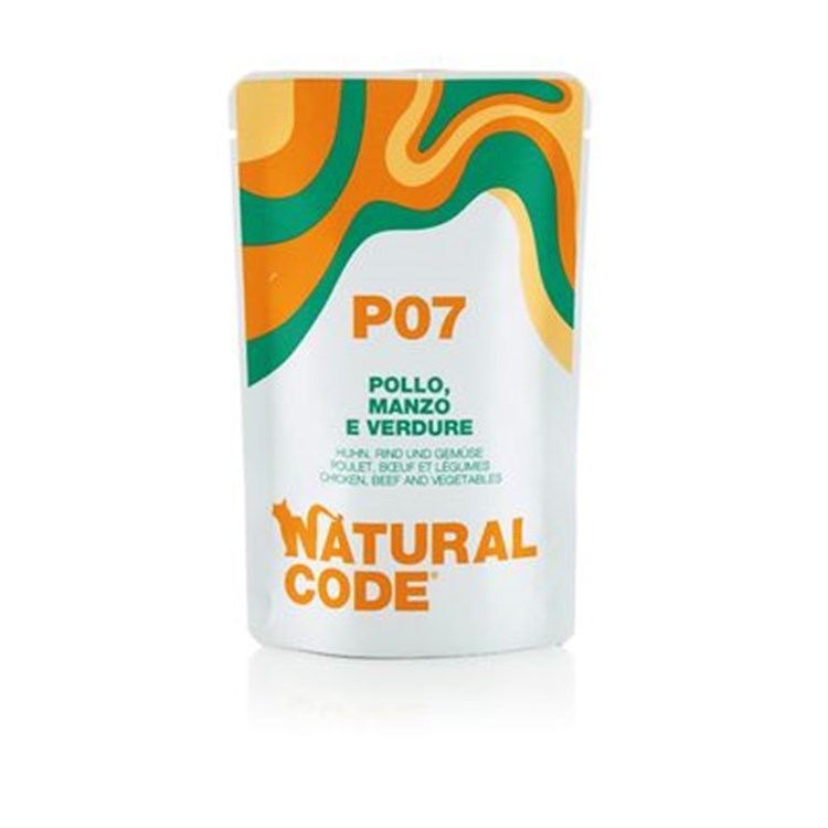 Natural Code P07 Pollo Manzo e Verdure 70 Gr Per Gatti