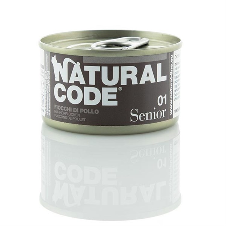 Natural Code Senior 01 Fiocchi di Pollo e Riso 85 gr Per Gatti SC