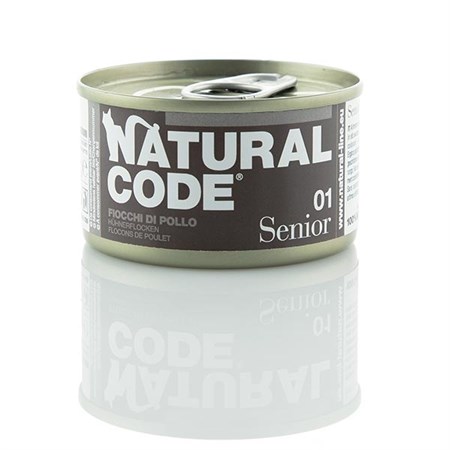 natural code senior 01 fiocchi di pollo e riso 85 gr per gatti