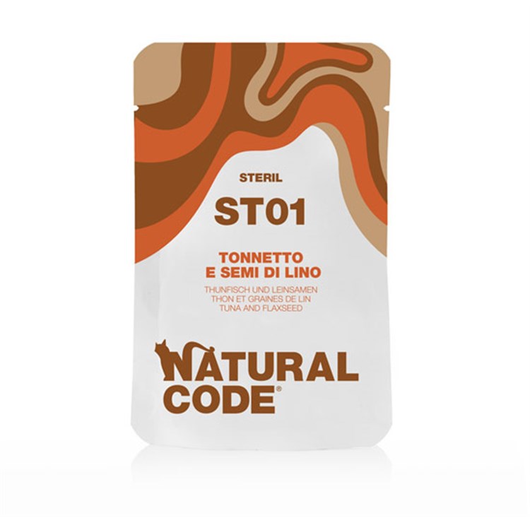 Natural Code ST01 Sterilised Tonnetto e Semi di Lino 70 Gr Per Gatti