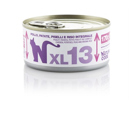 natural code xl 13 pollo patate piselli e riso integrale 170 gr per gatti