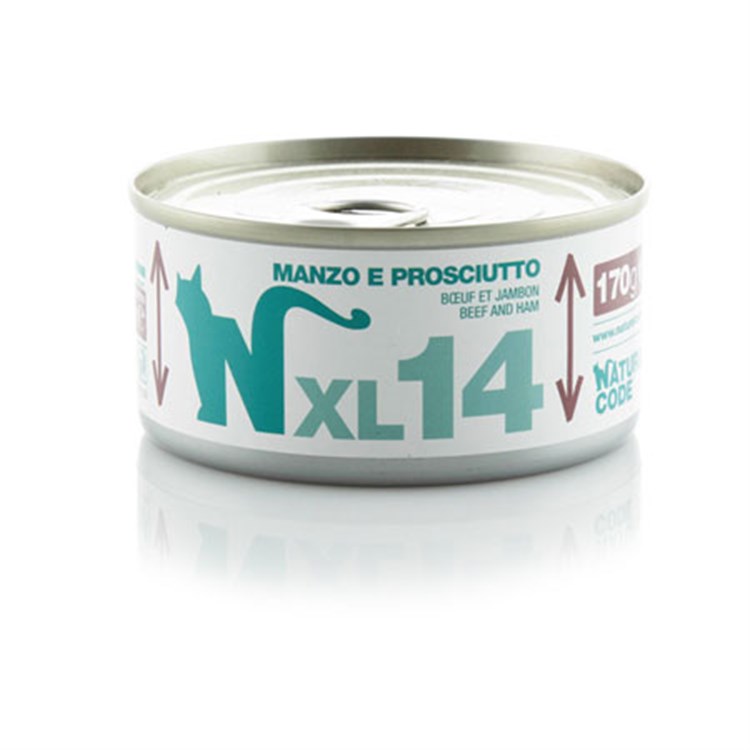 Natural Code XL 14 Manzo e Prosciutto 170 gr Per Gatti SCAD PROD 