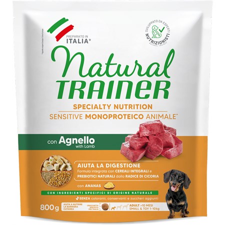 natural fitness trainer sensitive mini adult agnello e cereali integrali 800 gr per cani