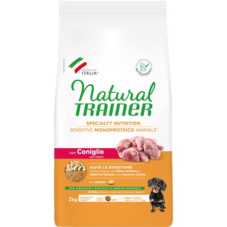 natural fitness trainer sensitive plus mini adult coniglio 2 kg per cane