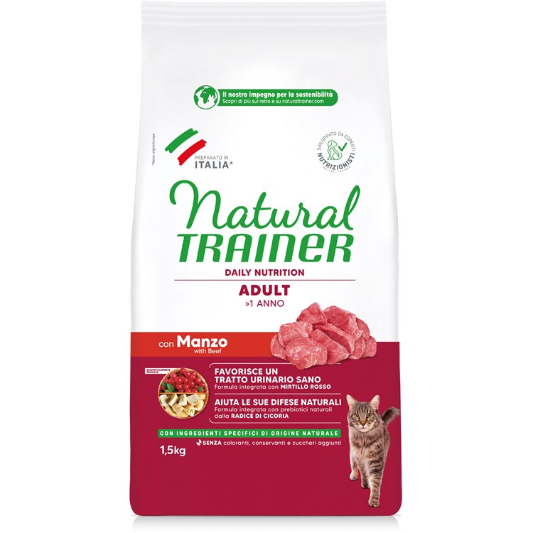 Natural Trainer Adult Manzo 1,5 kg Crocchette per Gatti