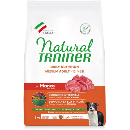 natural trainer adult medium manzo cane kg 3