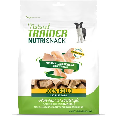 natural trainer dog nutrisnack medium maxi pollo 50 gr liofilizzato per cani