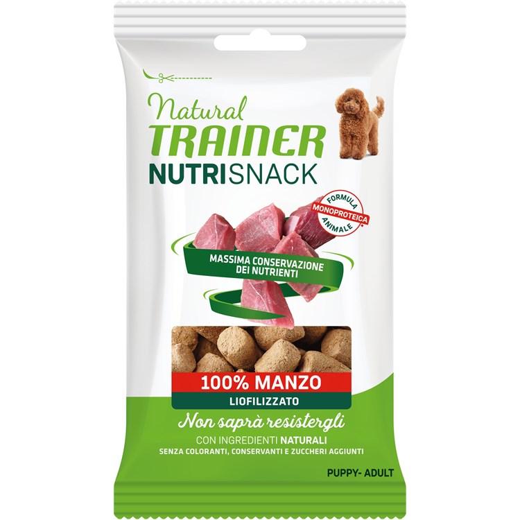 Natural Trainer Dog NutriSnack Puppy Adult Manzo 20 gr Liofilizzato Per Cani