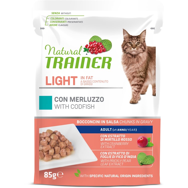 Natural Trainer Ideal Weight Merluzzo 85 gr Cibo Umido Per Gatti Bustina