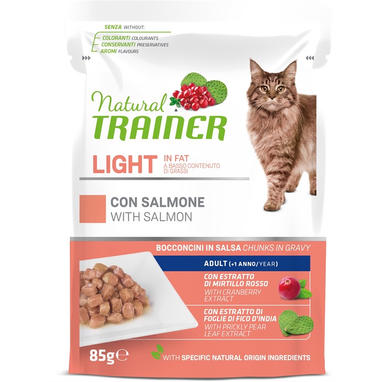 Natural Trainer Ideal Weight Salmone 85 gr Cibo Umido Per Gatti Bustina