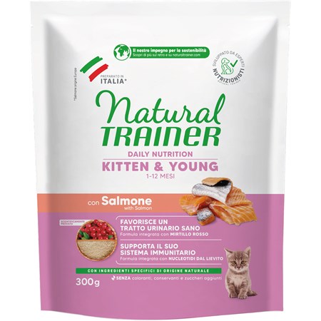 natural trainer kitten con salmone 300 gr per gattini