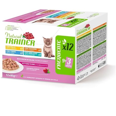 natural trainer kitten multipack 12 bustine 85 gr umido gattini