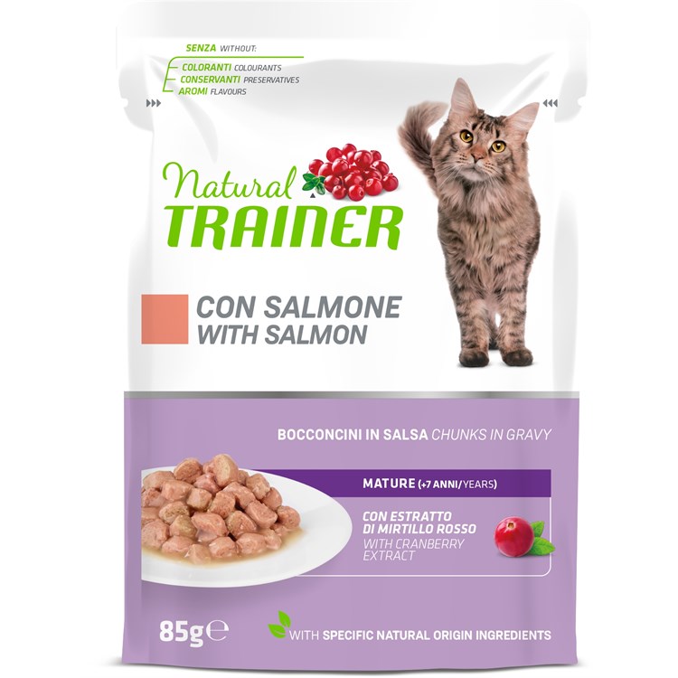 Natural Trainer Mature 7+ Bocconcini al Salmone in Salsa 85 gr Busta
