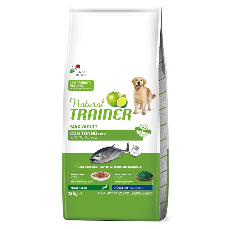 Natural Trainer Maxi Adult Tonno Riso 12 Kg Per Cani DANNEGGIATO
