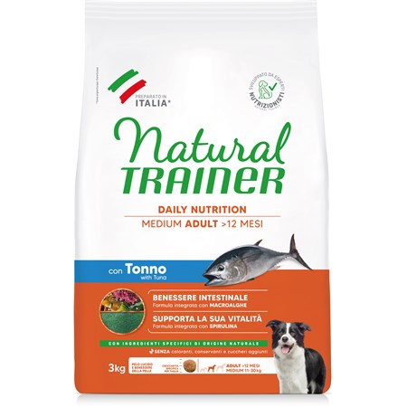 natural trainer medium adult tonno riso alga 3 kg