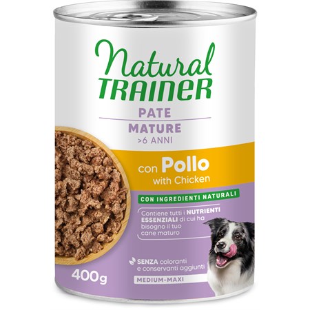 natural trainer medium maxi mature pollo 400 gr umido cane