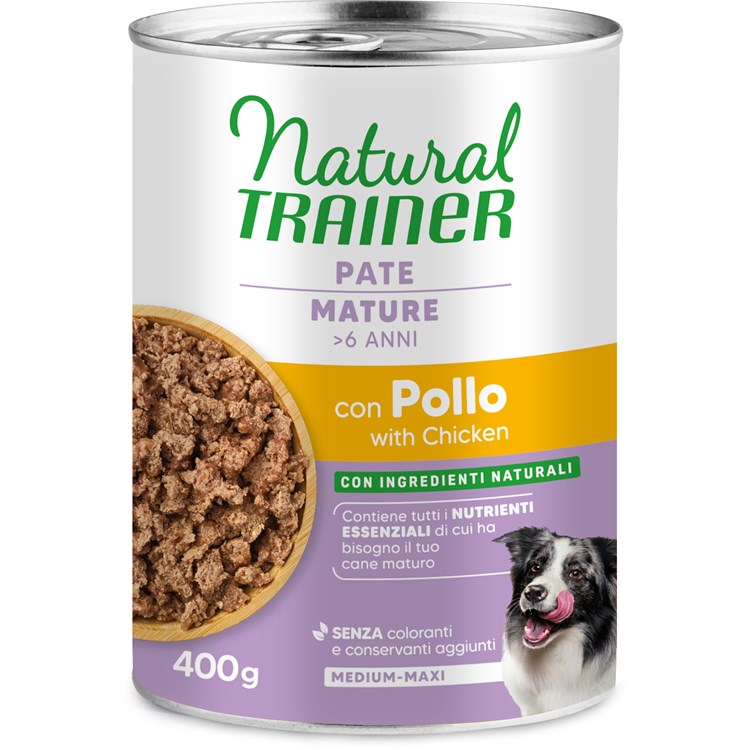 Natural Trainer Medium Maxi Mature Pollo 400 gr Umido Cane