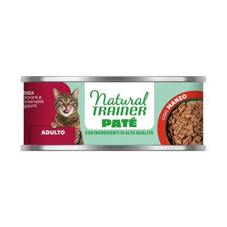 natural trainer pate adult manzo 85 gr scatoletta gatto