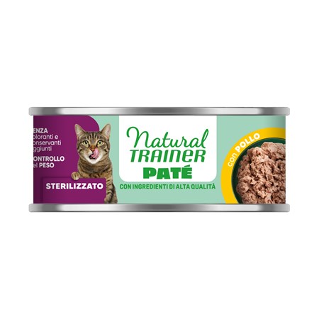 natural trainer pate adult sterilizzato pollo 85 gr scatoletta gatto