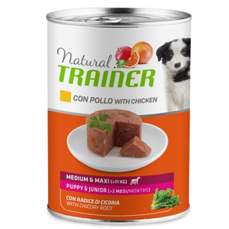 Natural Trainer Puppy Junior Medium Maxi Pollo 400 gr Umido Cane 