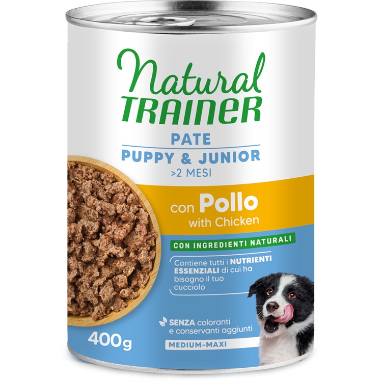 Natural Trainer Puppy Junior Medium Maxi Pollo 400 gr Umido Cane