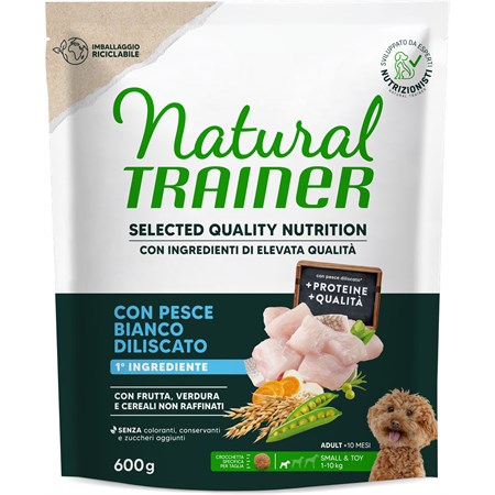 Natural Trainer Selected Quality Nutrition Cane Healthy Grain Mini Pesce Bianco 600g in Cani