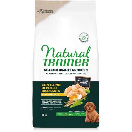 natural trainer selected quality nutrition healthy grain puppy mini pollo 15kg