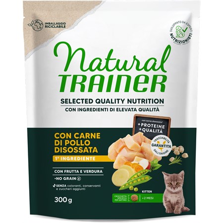 Natural Trainer Selected Quality Nutrition Kitten No Grain Pollo 300g in Gatti