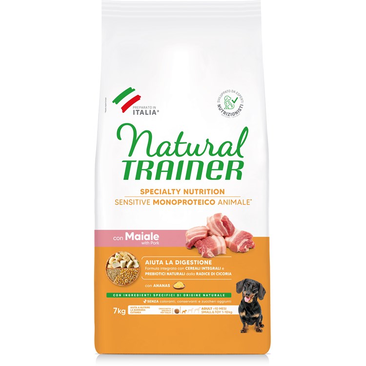 Natural Trainer Sensitive Mini Adult Maiale e Cereali Integrali 7 kg Per Cane