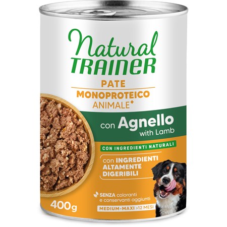 natural trainer sensitive no gluten adult agnello 400 gr umido cane