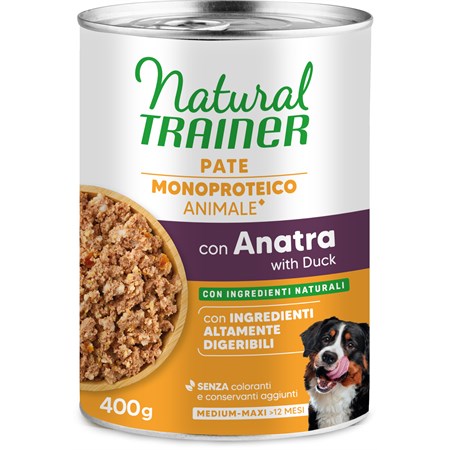 natural trainer sensitive no gluten adult anatra 400 gr umido cane