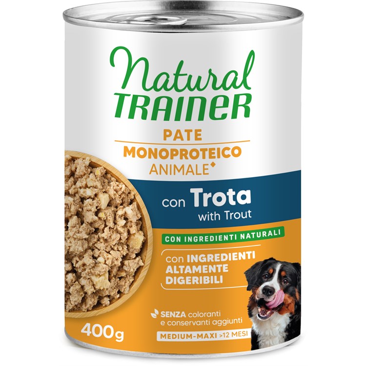 Natural Trainer Sensitive Monoproteico Adult Trota 400 gr Umido Cane