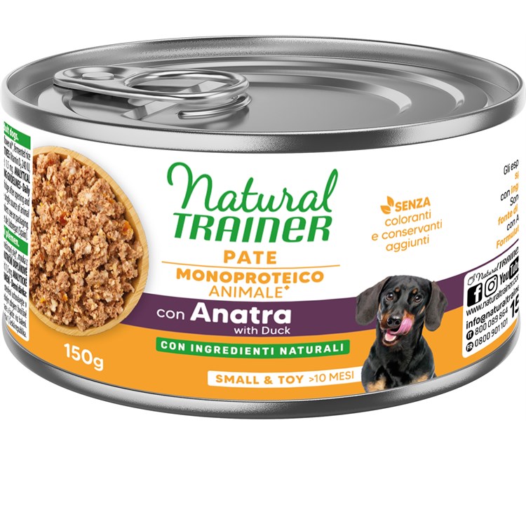 Natural Trainer Sensitive Monoproteico Mini Adult Anatra 150 gr Umido Cane