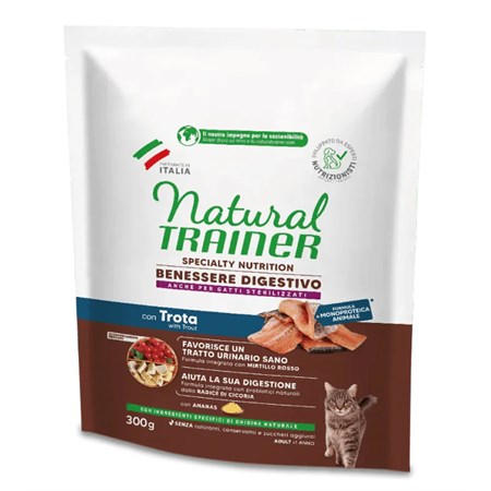 natural trainer sensitive no grain trota 300 gr crocchette per gatti