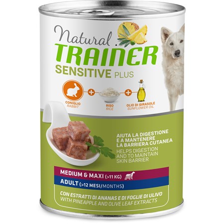natural trainer sensitive plus medium adult coniglio 400 gr umido cane
