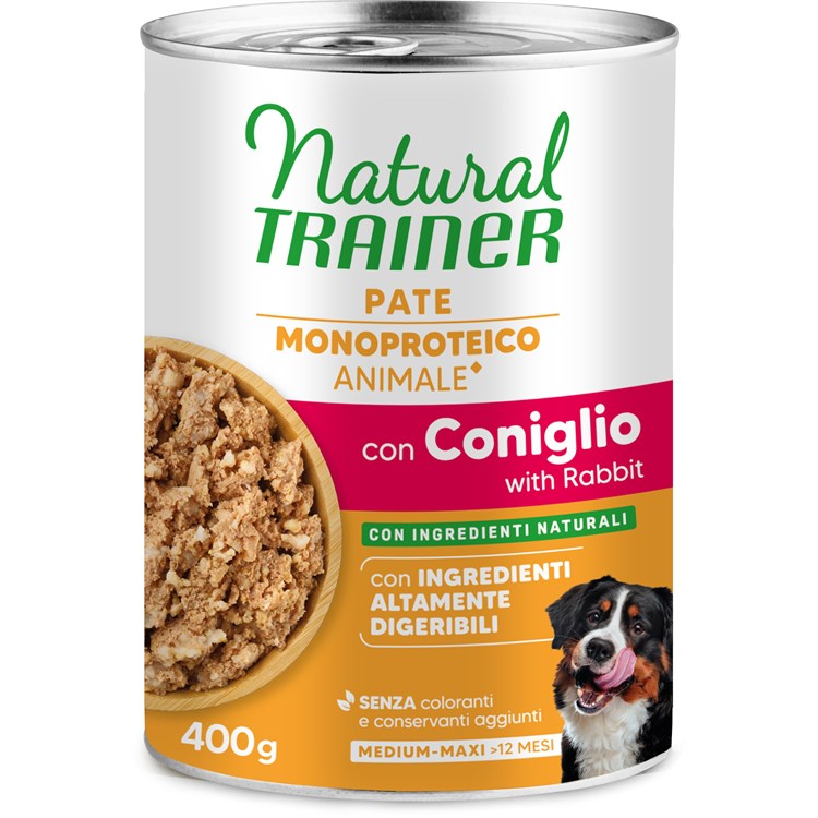 Natural Trainer Sensitive Monoproteico Medium Adult Coniglio 400 gr Umido Cane