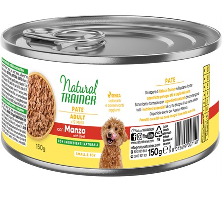 natural trainer small toy adult manzo 150 gr umido cane