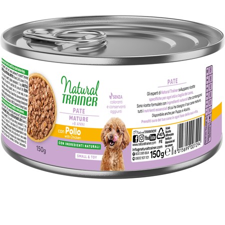 natural trainer small toy mature pollo 150 gr umido cane